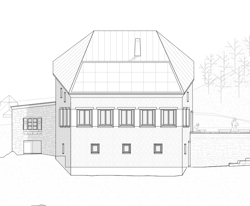 Plan Frontansicht neue Doldenhornhütte